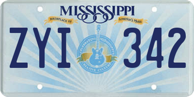 MS license plate ZYI342