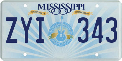 MS license plate ZYI343