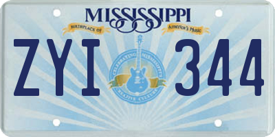 MS license plate ZYI344