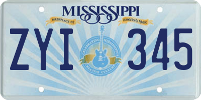 MS license plate ZYI345