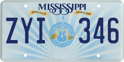 MS license plate ZYI346