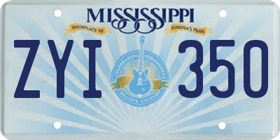 MS license plate ZYI350