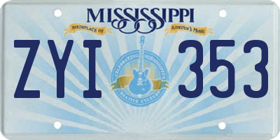 MS license plate ZYI353