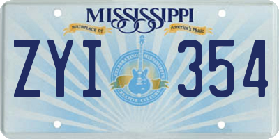 MS license plate ZYI354