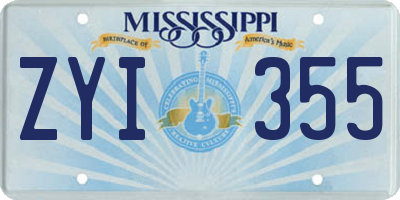 MS license plate ZYI355