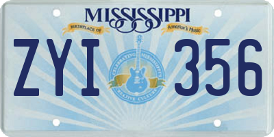 MS license plate ZYI356