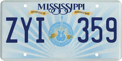 MS license plate ZYI359