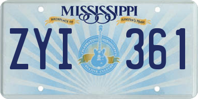 MS license plate ZYI361