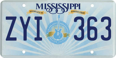 MS license plate ZYI363