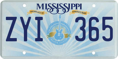 MS license plate ZYI365