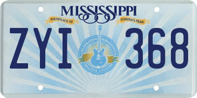 MS license plate ZYI368