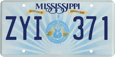 MS license plate ZYI371