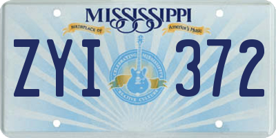 MS license plate ZYI372