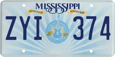 MS license plate ZYI374