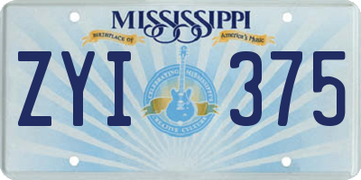 MS license plate ZYI375