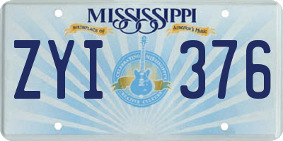 MS license plate ZYI376
