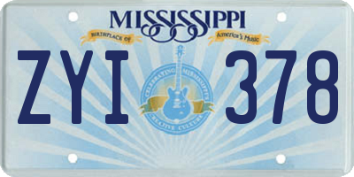 MS license plate ZYI378