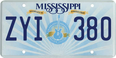 MS license plate ZYI380