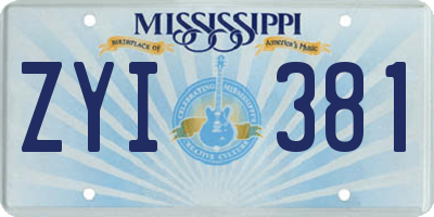 MS license plate ZYI381