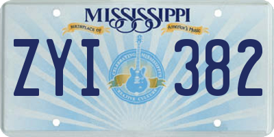 MS license plate ZYI382
