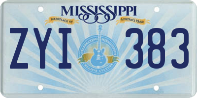 MS license plate ZYI383