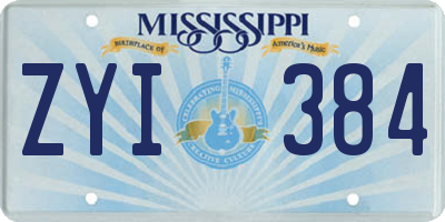 MS license plate ZYI384