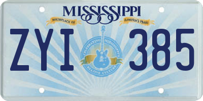 MS license plate ZYI385