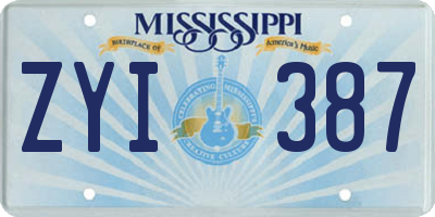 MS license plate ZYI387