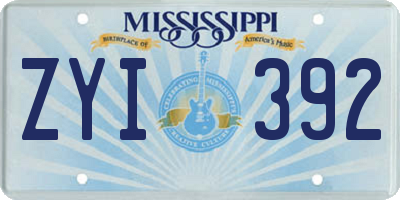 MS license plate ZYI392