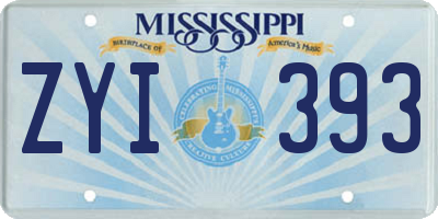 MS license plate ZYI393