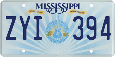 MS license plate ZYI394