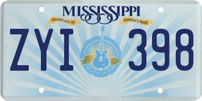 MS license plate ZYI398