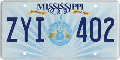 MS license plate ZYI402
