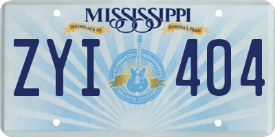 MS license plate ZYI404
