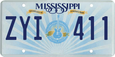 MS license plate ZYI411