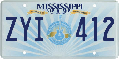 MS license plate ZYI412