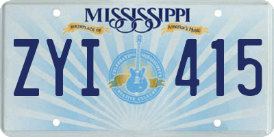 MS license plate ZYI415