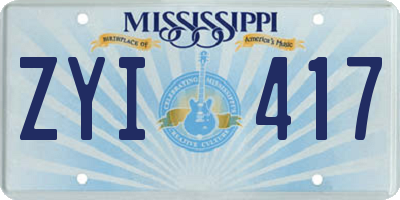 MS license plate ZYI417