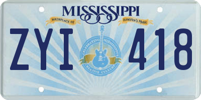 MS license plate ZYI418