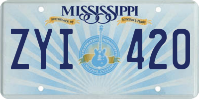 MS license plate ZYI420
