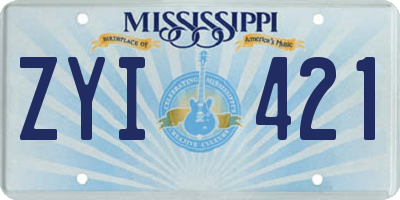 MS license plate ZYI421