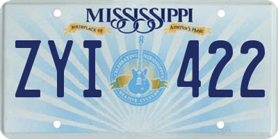 MS license plate ZYI422
