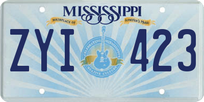 MS license plate ZYI423