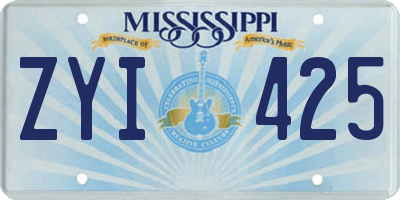 MS license plate ZYI425