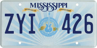 MS license plate ZYI426