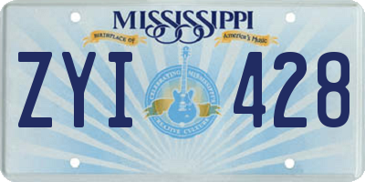 MS license plate ZYI428