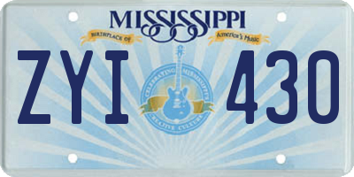 MS license plate ZYI430