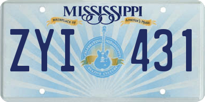 MS license plate ZYI431
