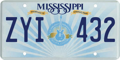MS license plate ZYI432