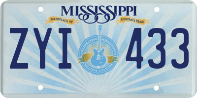 MS license plate ZYI433